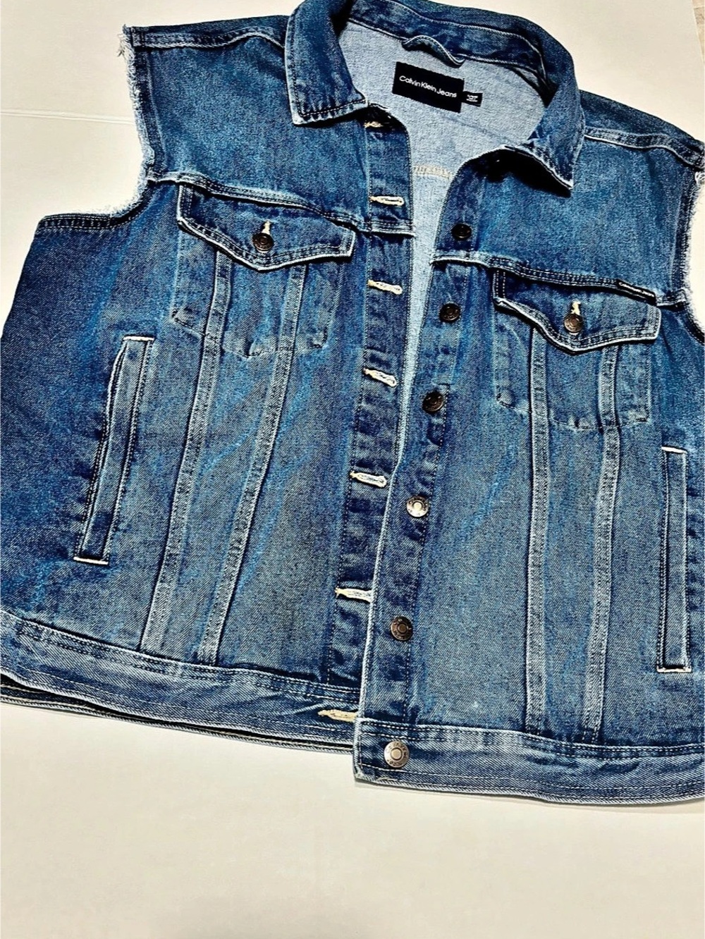 Calvin Klein Jeans Vintage Denim Button-Up Vest Women's Blue Denim Vest Like New